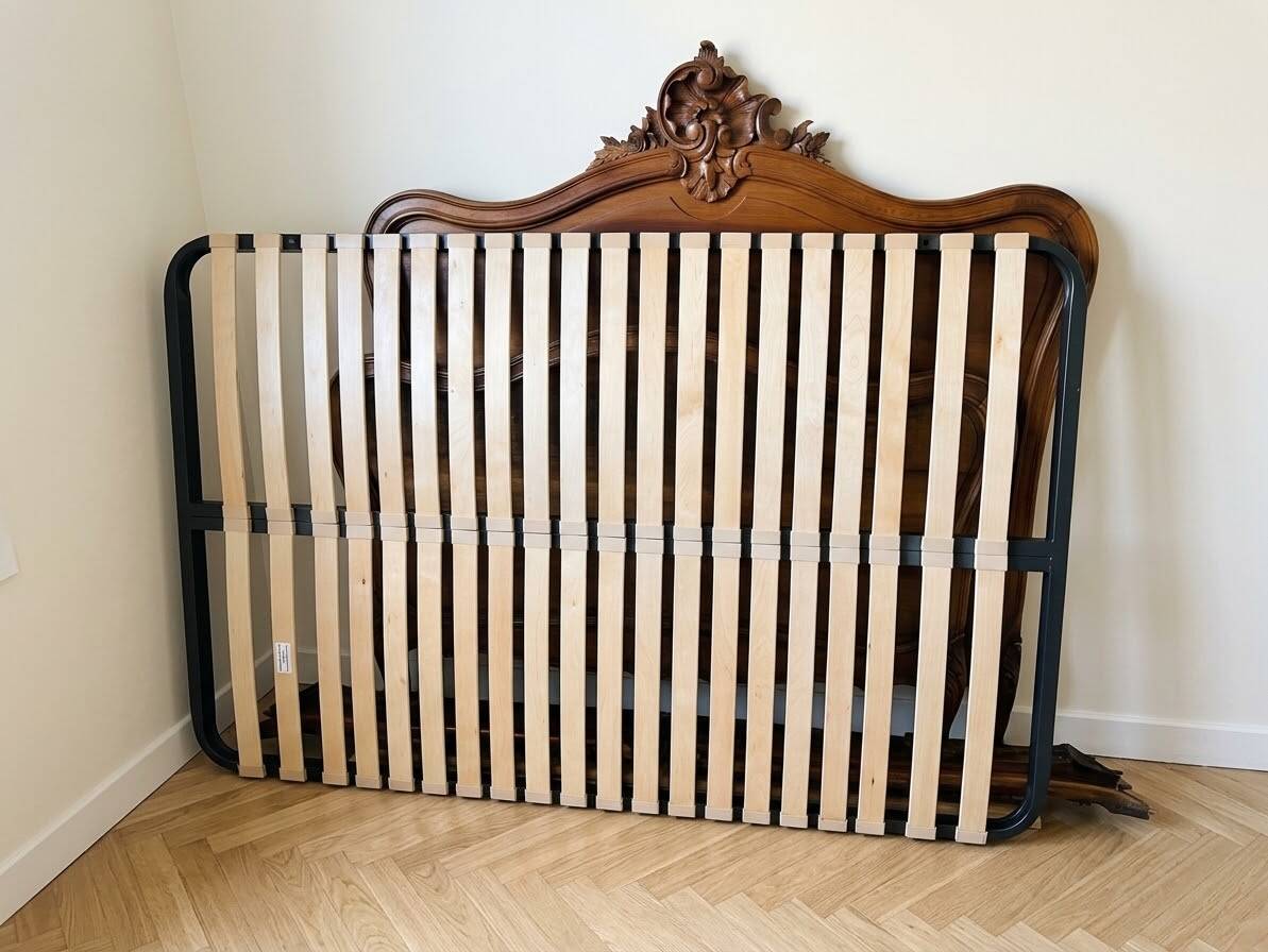 Antique double bed in carved solid wood in Louis XV style.