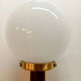 Art Deco lamp in wood and opaline glass