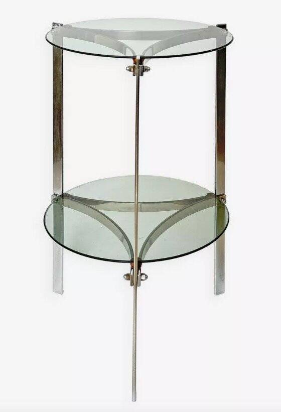 1970s chrome-plated steel tripod stool