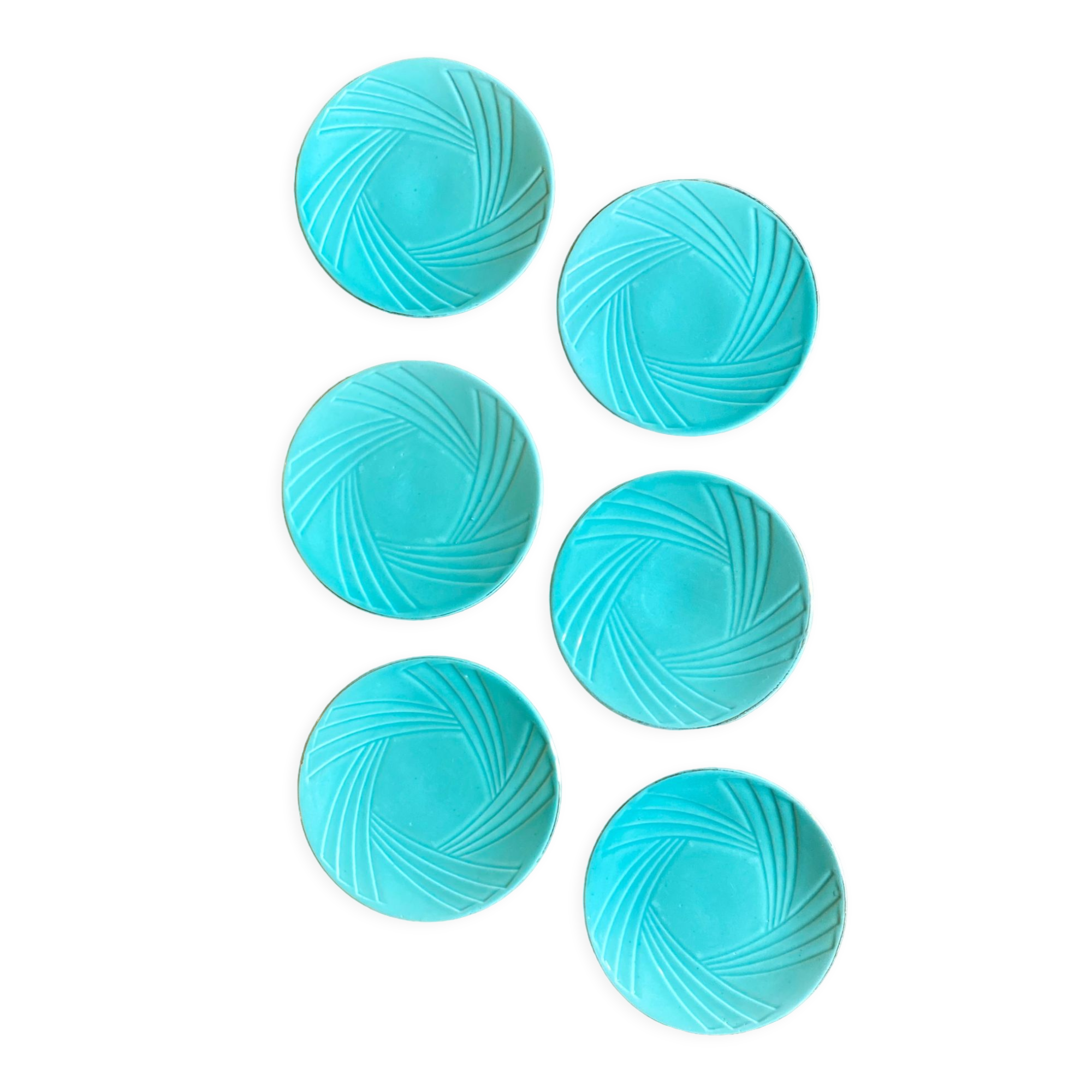Set of 6 vintage art deco mint and gold desseet plates