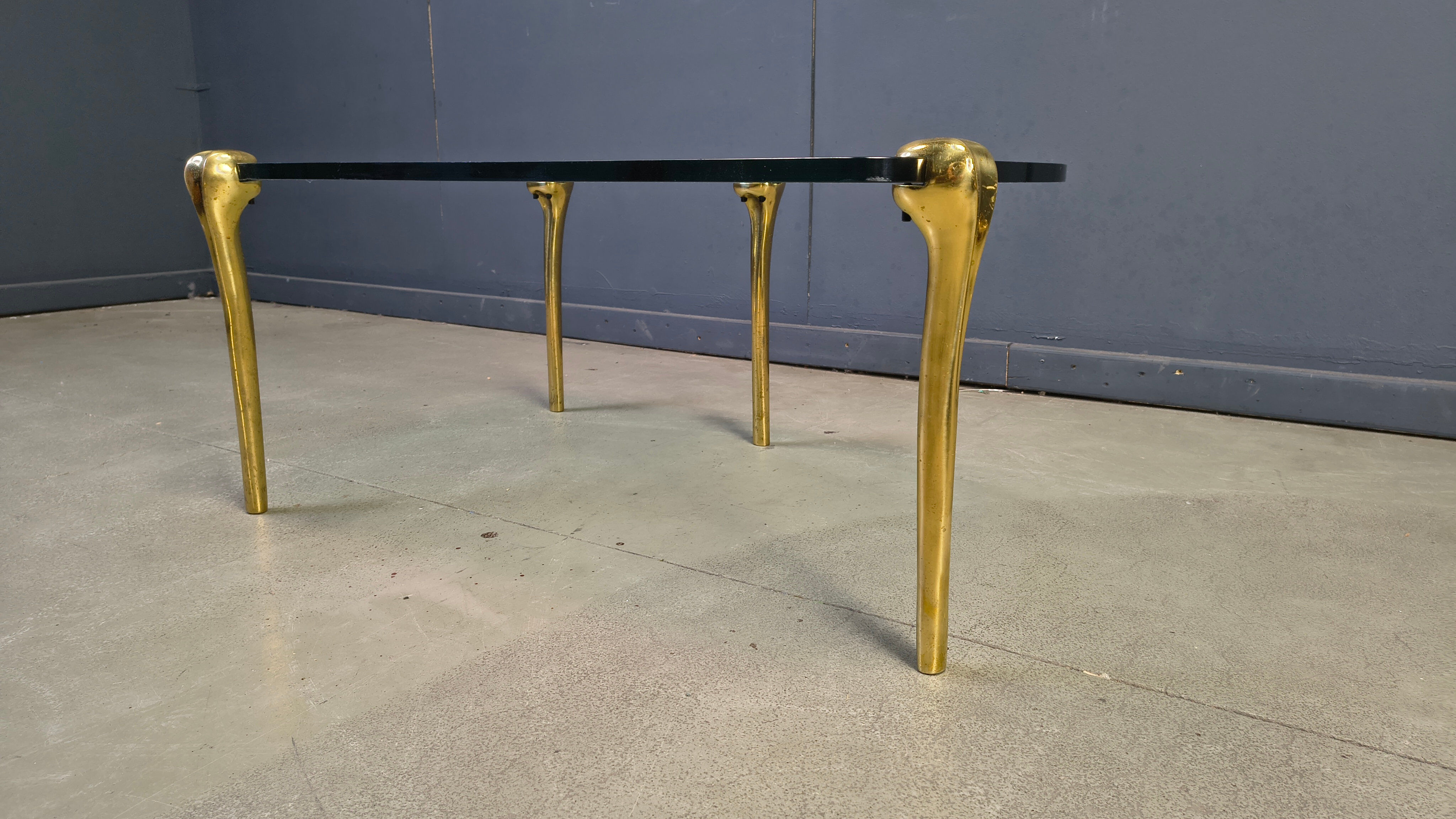 Brass and glass coffee table, 1970s