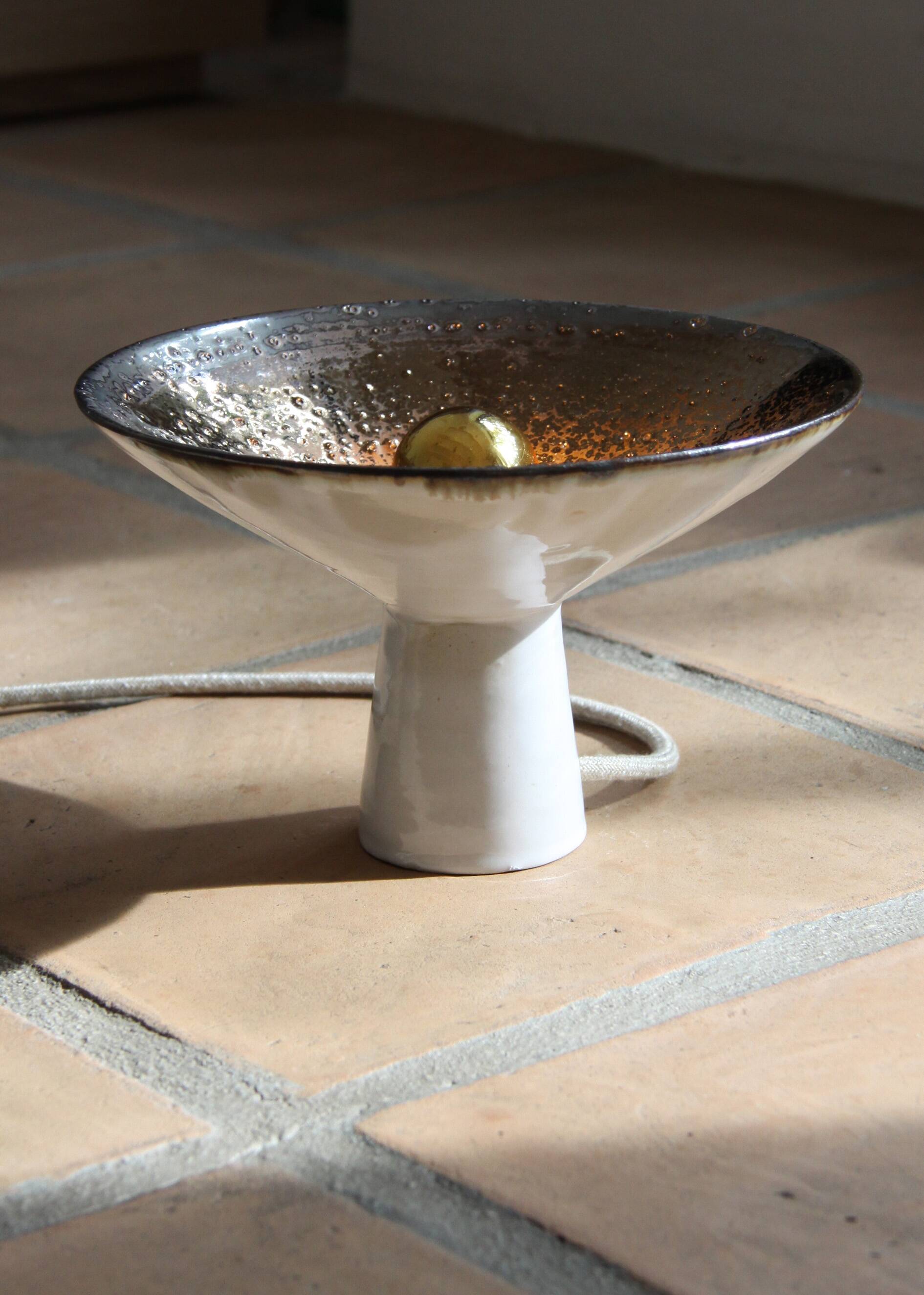 Unique piece flared lamp in stoneware