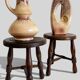 Mid-Century Chestnut Wood Stools Attributed to Charles Dudouyt, 1950s