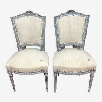 Pair of antique chair Louis XVI style completely renovated