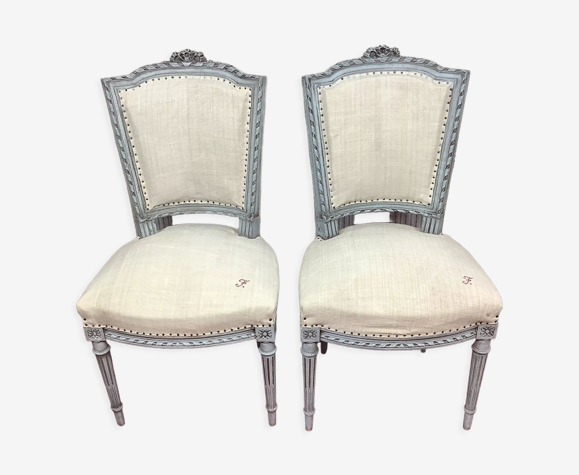 Paire de chaise ancienne Style Louis XVI entièrement rénovée | Selency