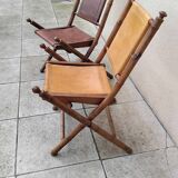 Vintage leather folding safari chairs