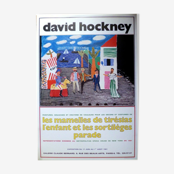 Original vintage offset lithograph, David Hockney 1981