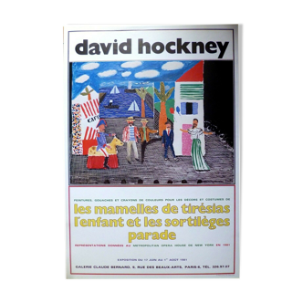 Original vintage offset lithograph, David Hockney 1981