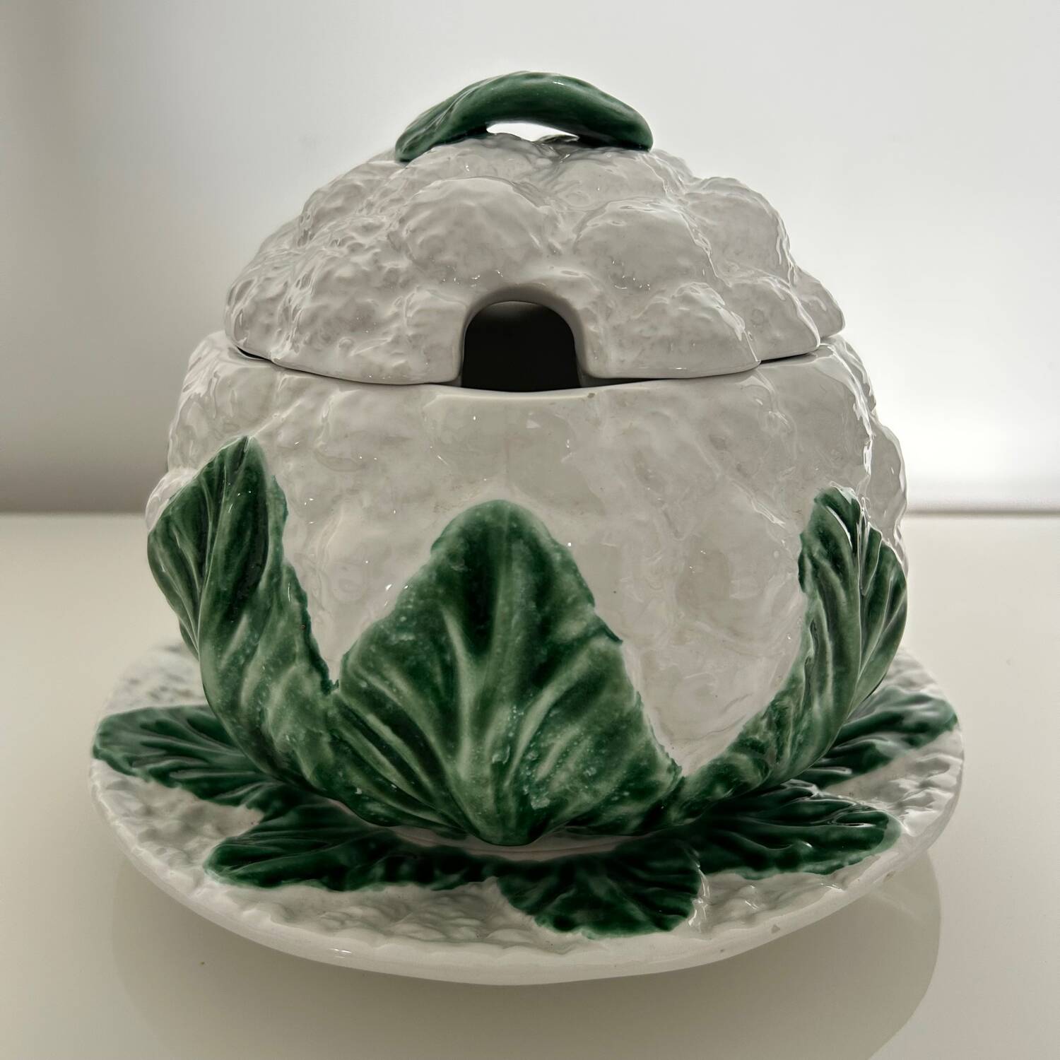 Cauliflower soup tureen in slipware