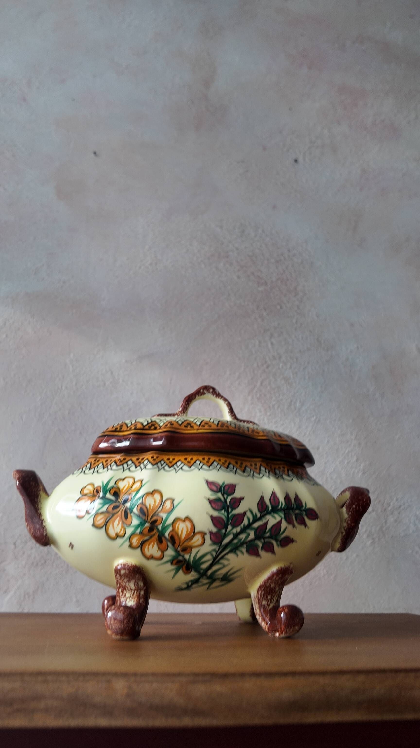 Antique Henriot Quimper Soup Tureen in Faience