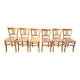 Série de 6 chaises bistrot ancienne vintage- 1950s