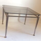 Table basse acier et verre trempé Années 70