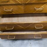 Atypical 1960s Scandinavian chest of drawers in blue Ainhoa Satiné with 4 drawers.