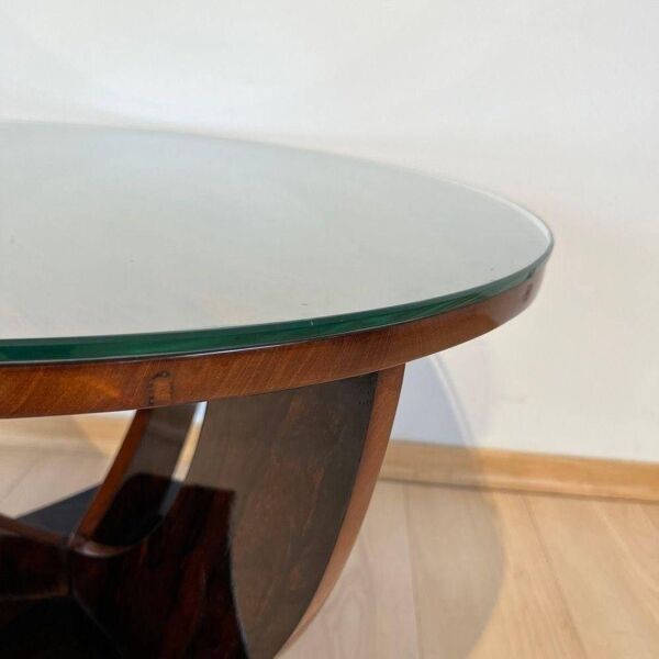 Table d'appoint ronde Art Déco en placage de palissandre, France, années 1930