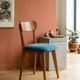 Vintage chair from the 60s — Warm wood & blue velvet seat