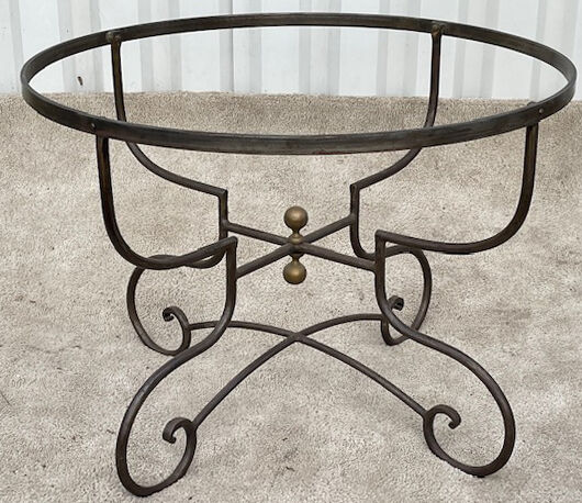 Wrought iron and marble garden table
