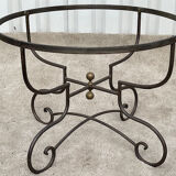 Table de jardin fer forgé et marbre