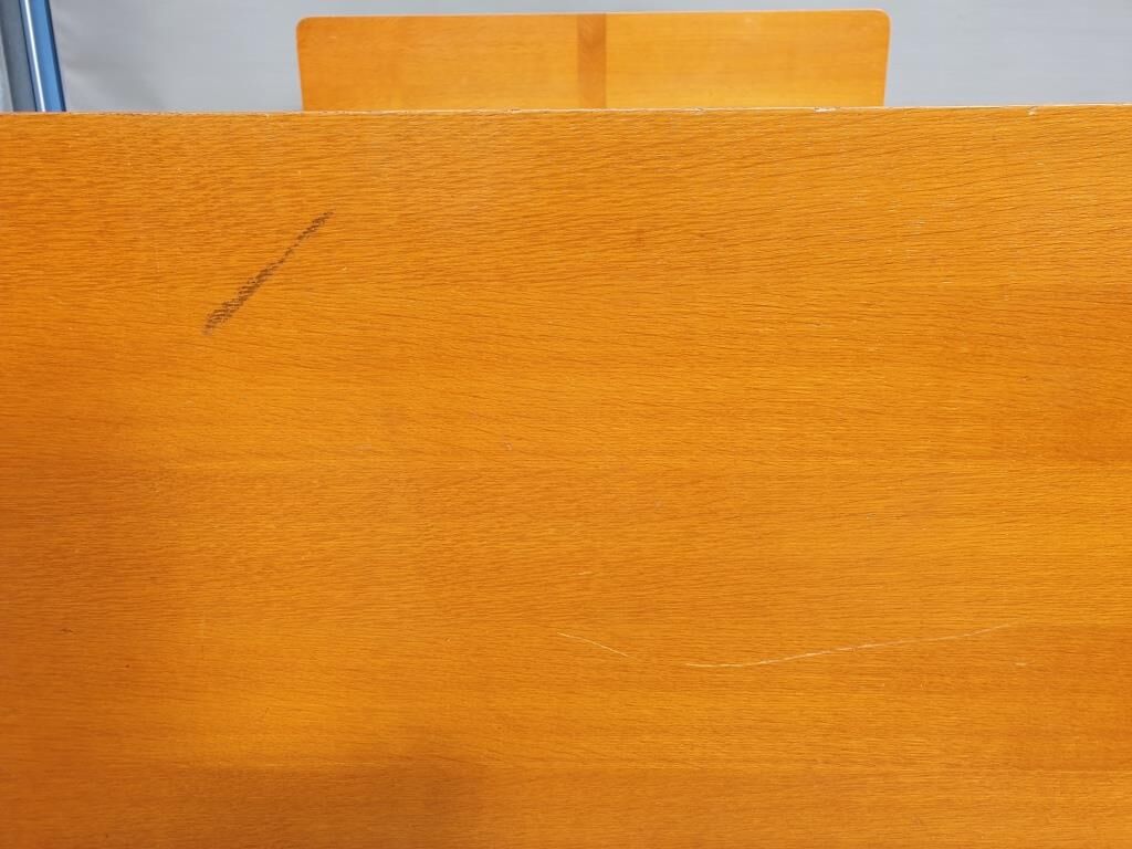 Vintage bed 1960 geometric marquetry 140