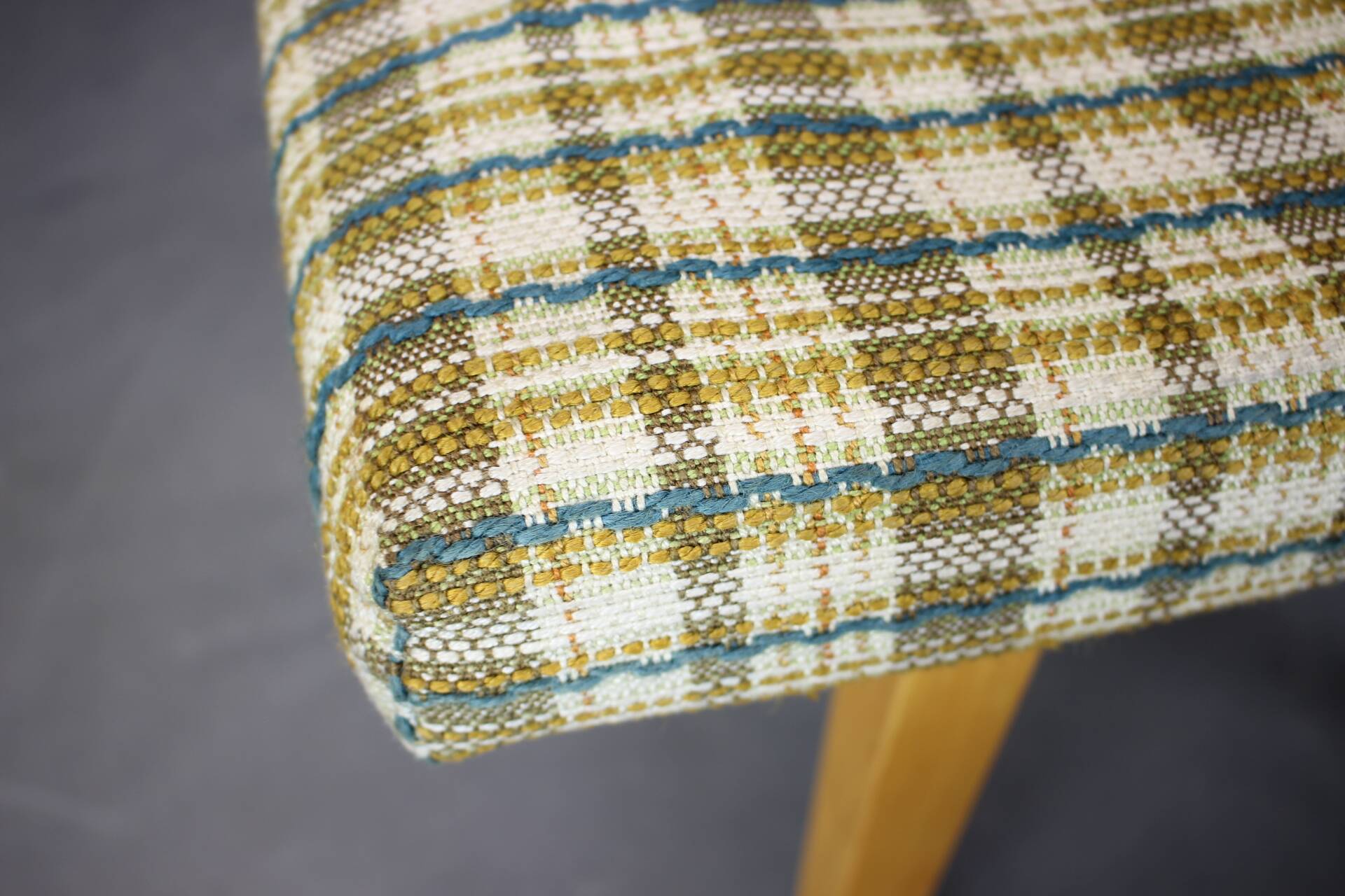Mid-Century Upholstered Stool or Footstool, Czechoslovakia, 1970