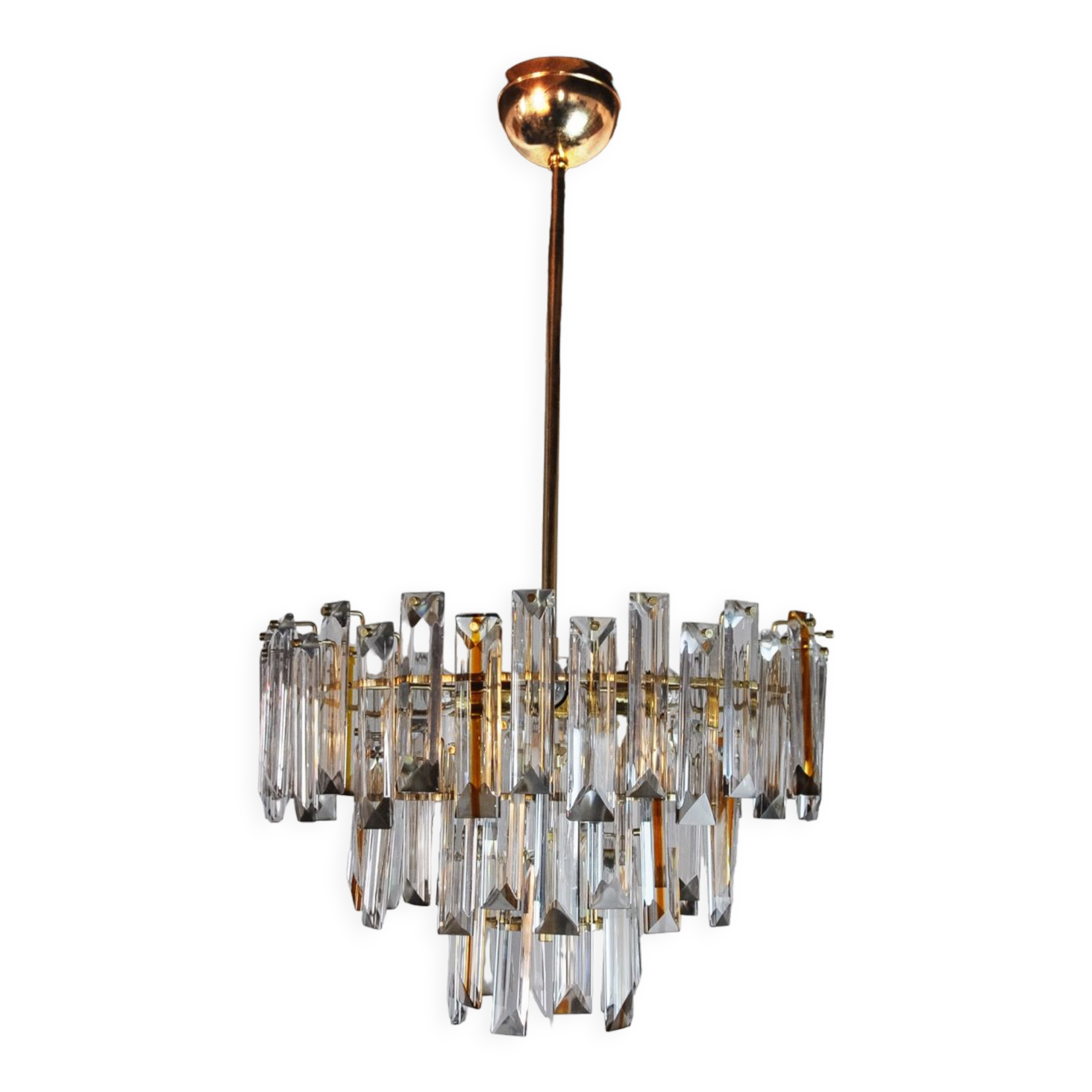 Venini two-tone chandelier, 3 levels, murano glass, Italy, 1970
