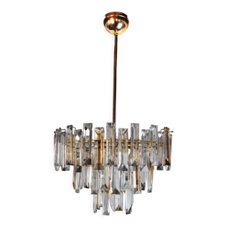 Venini two-tone chandelier, 3 levels, murano glass, Italy, 1970