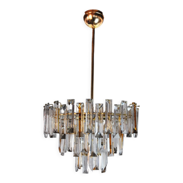 Lustre Venini bicolore, 3 niveaux, verre de murano, Italie, 1970