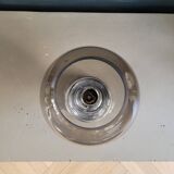 Outdoor glass candle holder in smoked glass and chrome