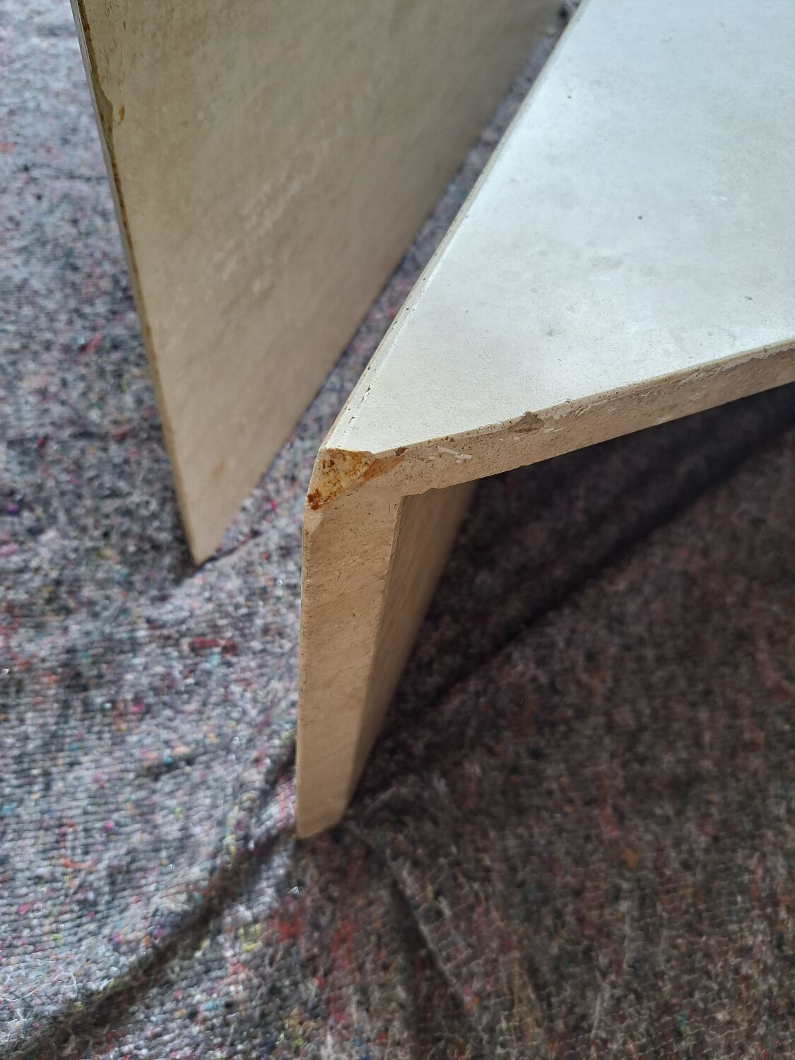 Travertine coffee table.