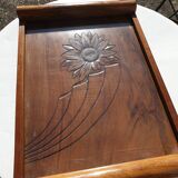 Wood and vintage glass tray