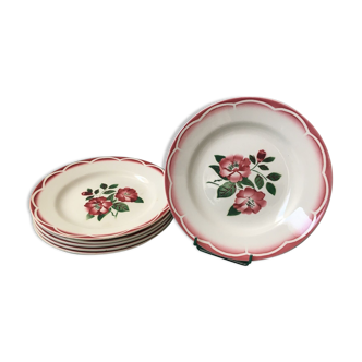 Set of 6 hollow plates Digoin Sarreguemine France