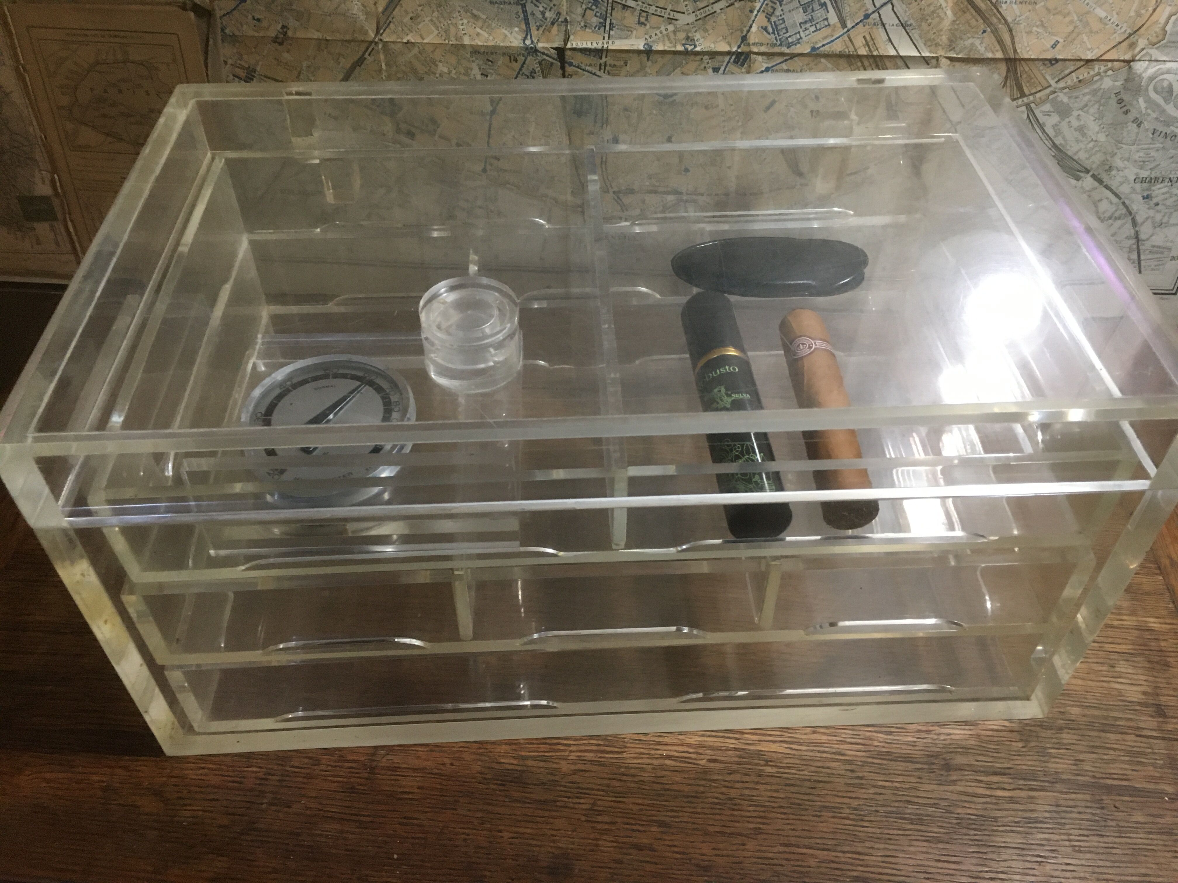 Vintage Plexiglas cigar cellar