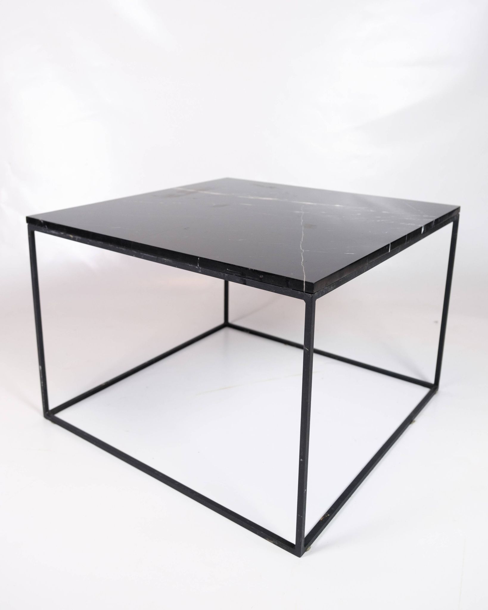 Coffee Table With Black Marble Top And Metal Frame