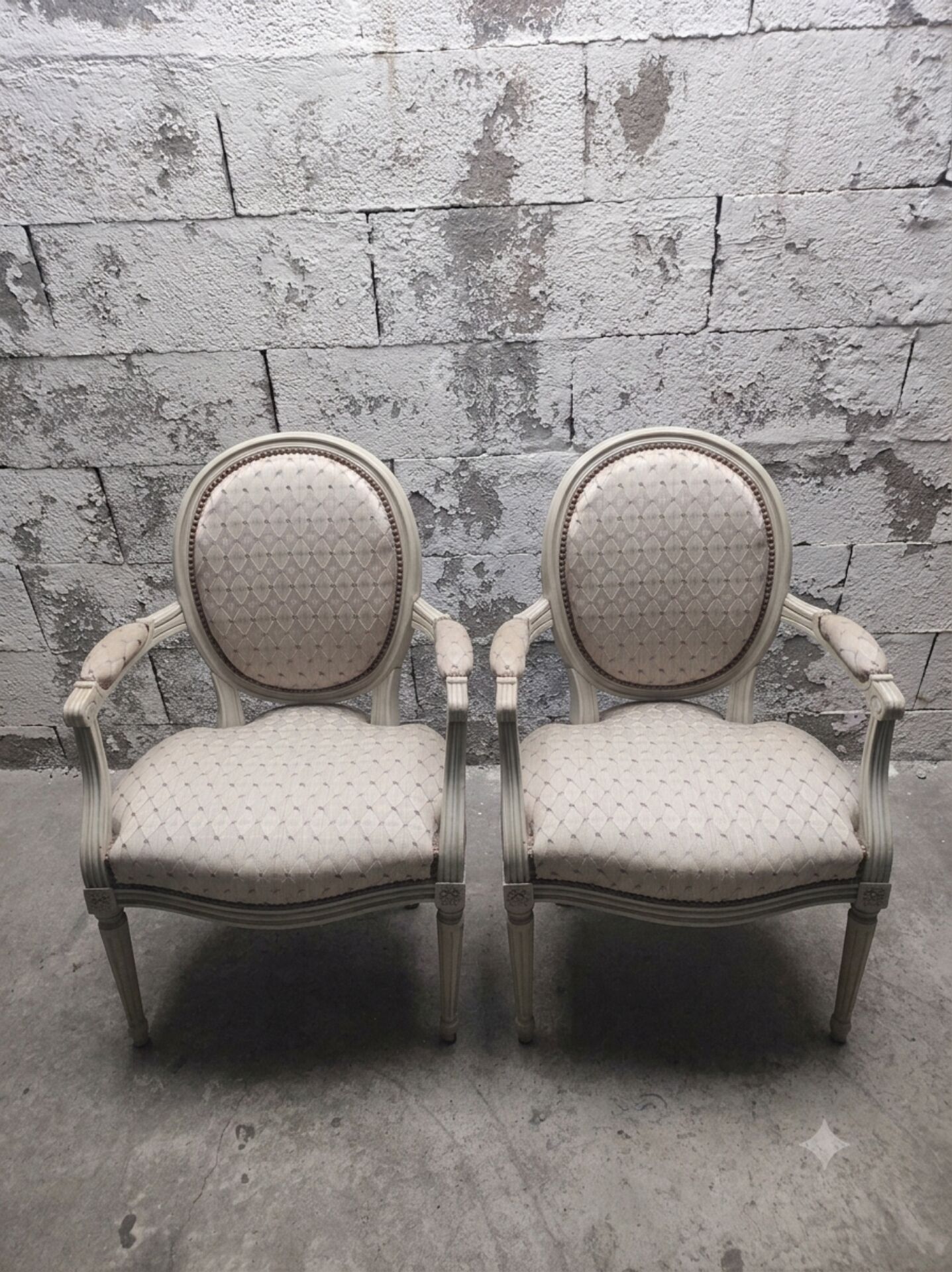 Lot de 2 fauteuils médaillon style Louis XVI