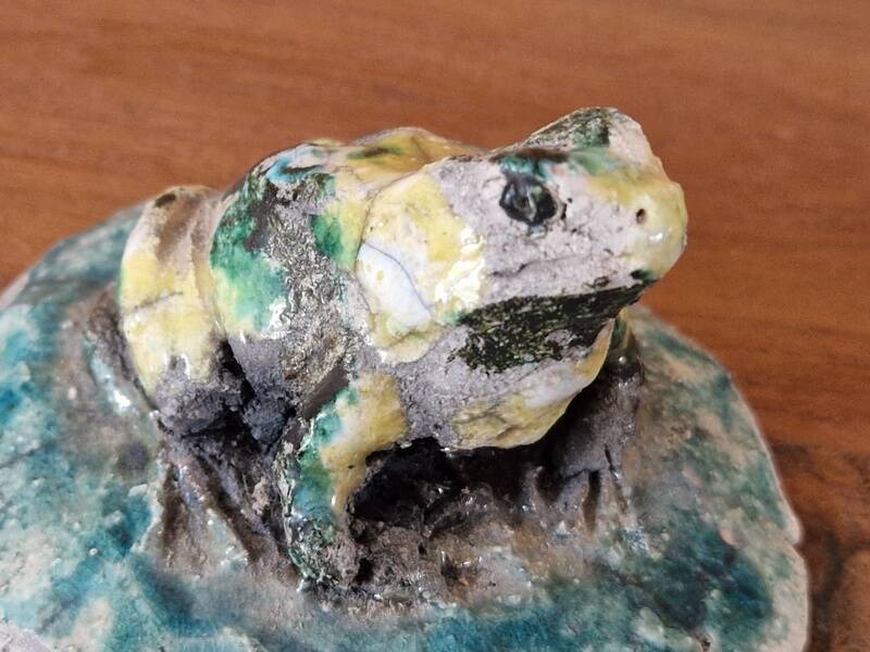 Joanna Hair (1955) Raku glazed ceramic frog