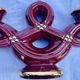 Double Candle Holder Vallauris Vintage Red Burgundy Ceramic Massier Style