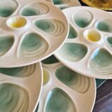 Set of 4 old oyster plates, SALINS pottery, France