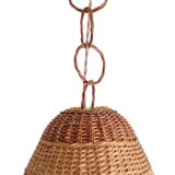 Rustic Mid-Century Wicker Pendant Lamp, Handwoven in Spain, c. 1960s