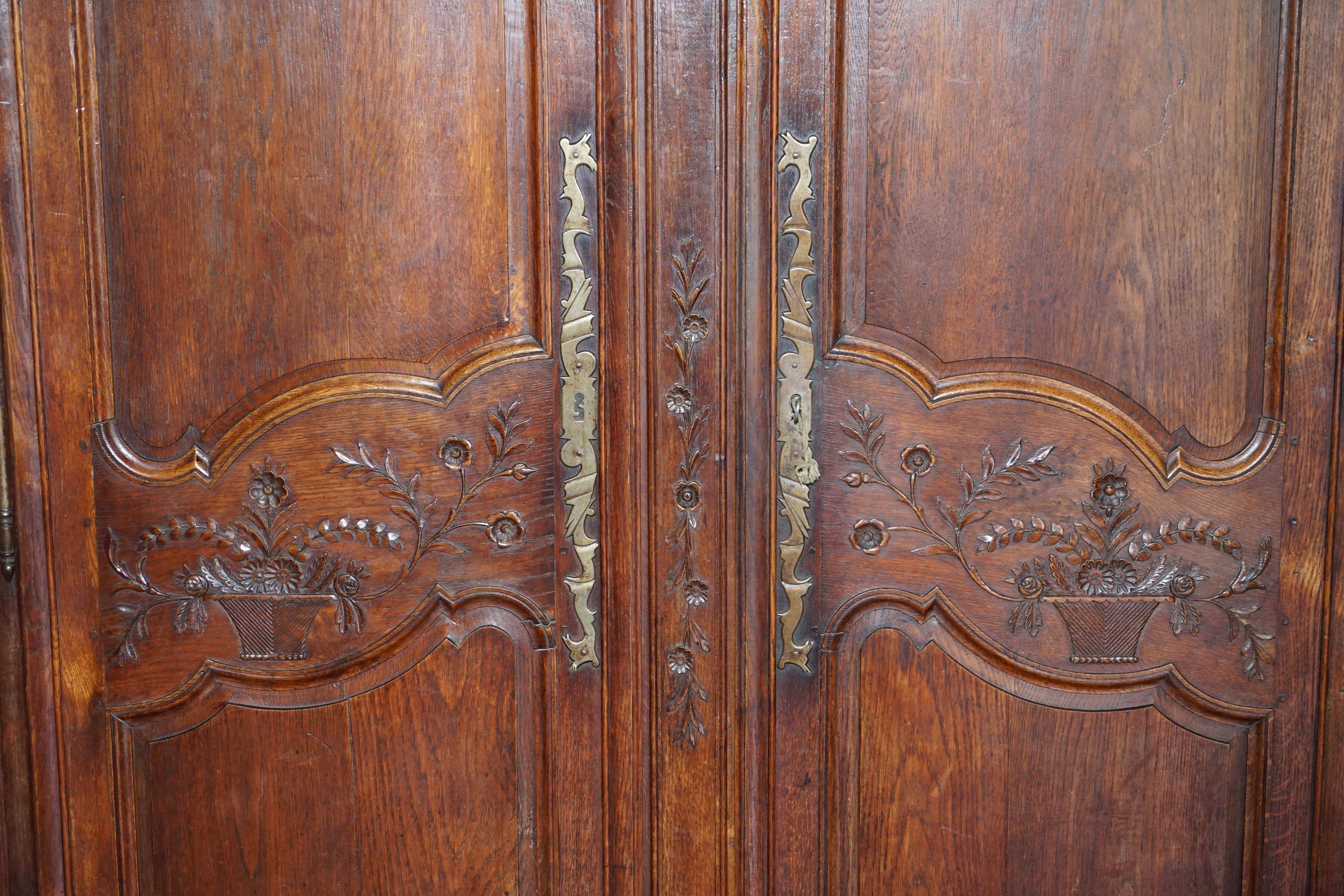 Antique Carved Wardrobe Dated 1844 with Shaped Panels