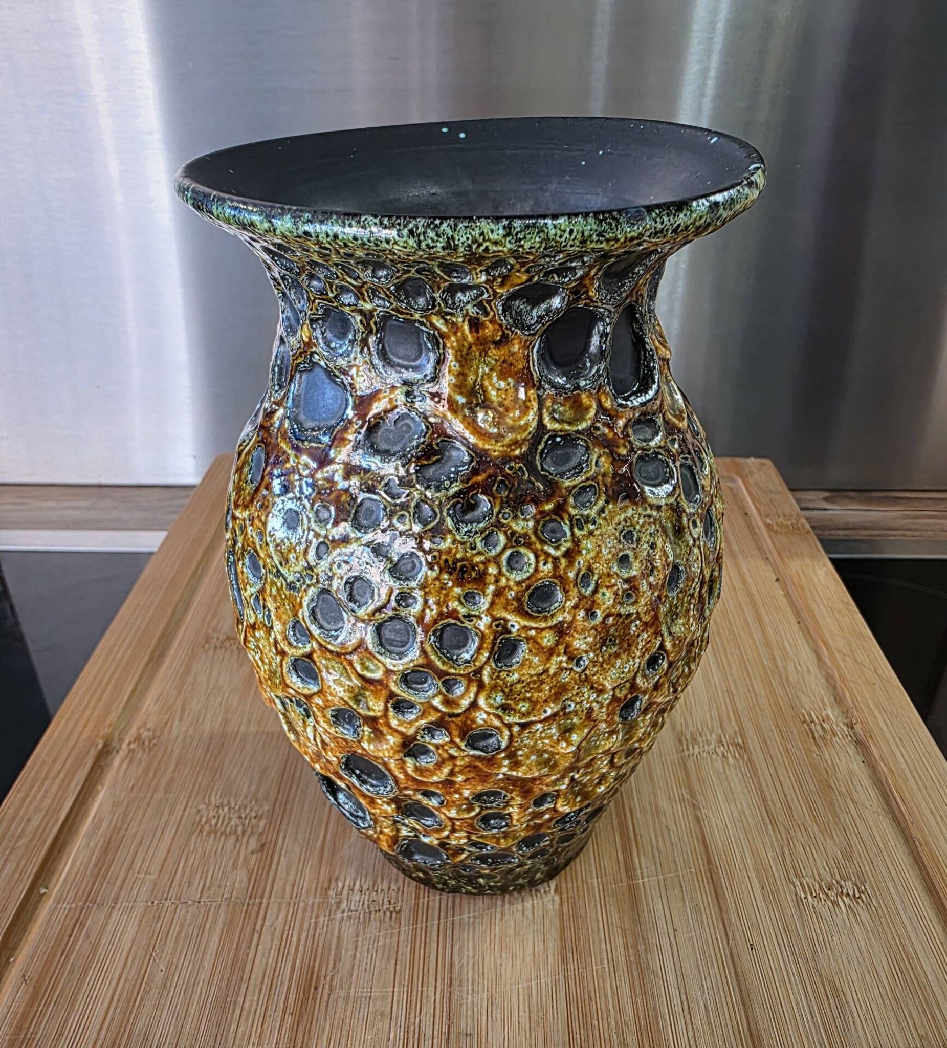 Vintage vase Cyclope Émaux de la Garrigue Fat Lava 17 cm