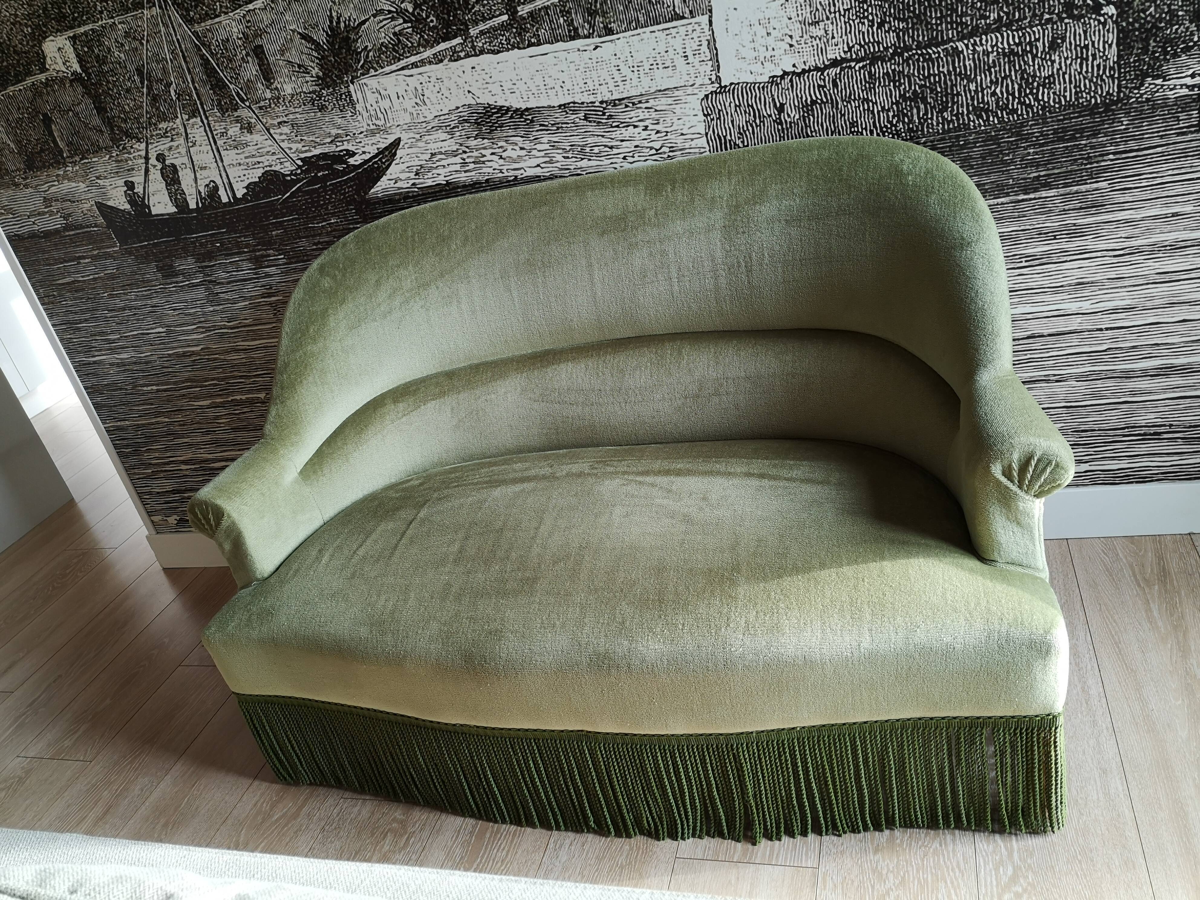 Green velvet toad sofa