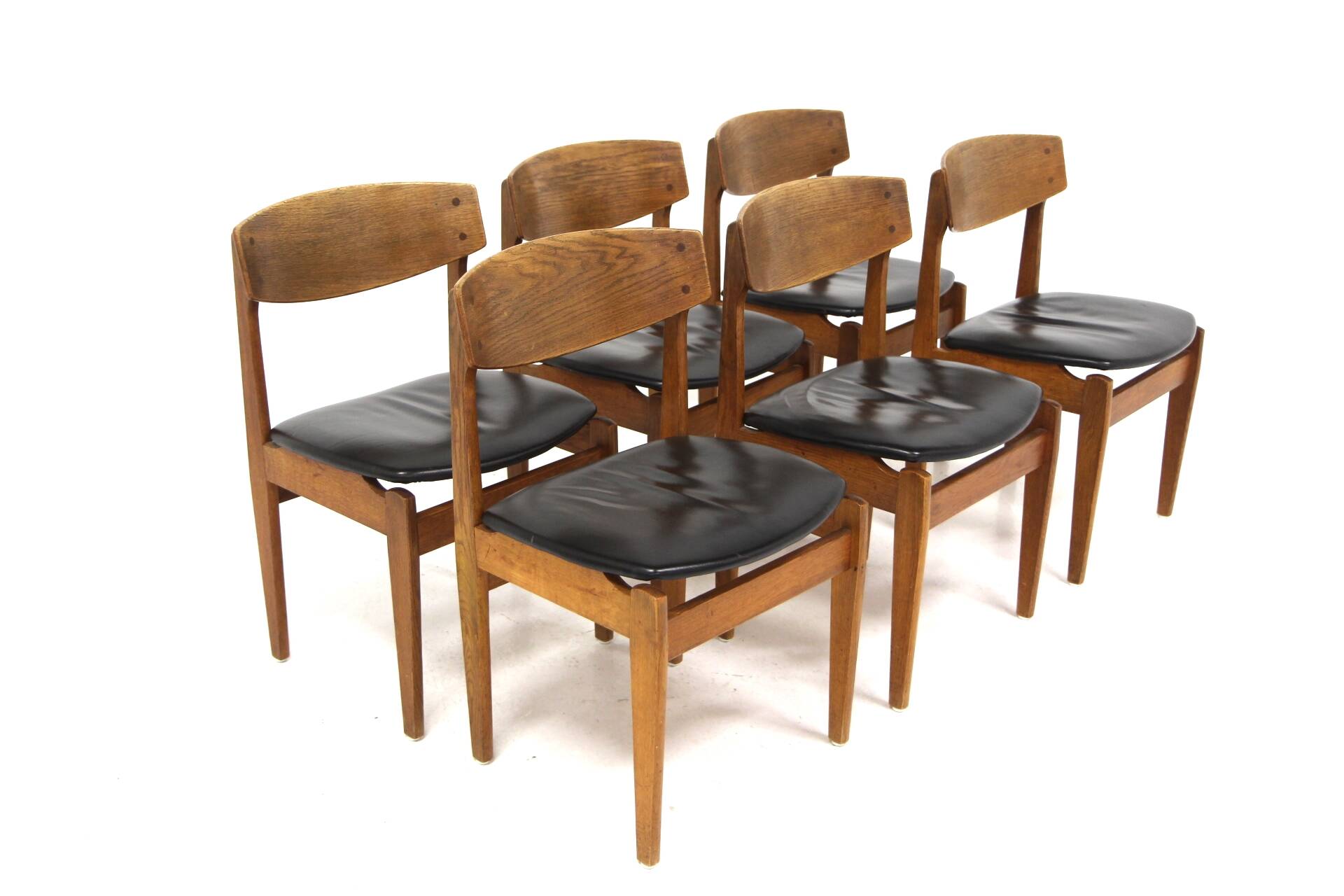 Set of 6 leather chairs, FDB Møbler, Denmark, 1960s