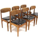 Set of 6 leather chairs, FDB Møbler, Denmark, 1960s