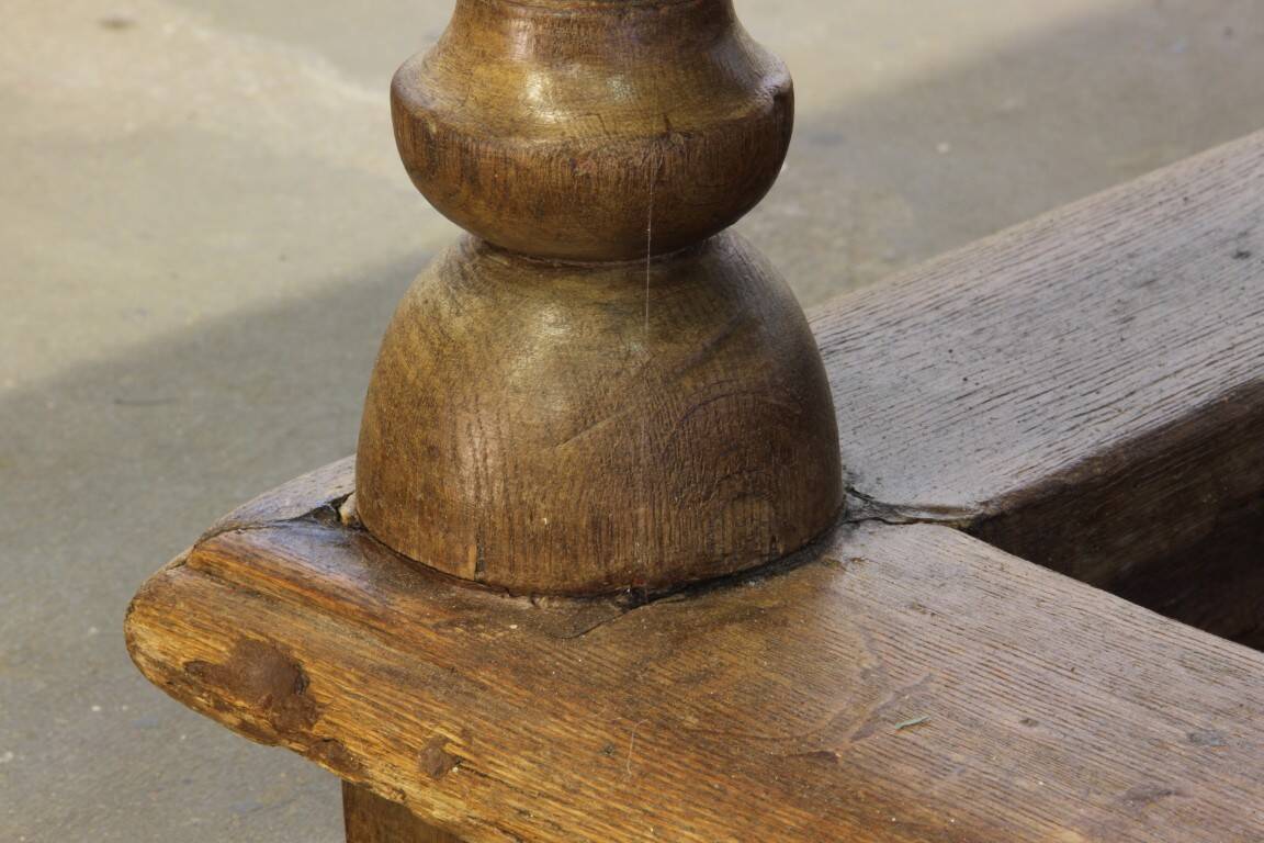 Baroque antique Nordic provincial oak table 1800s rustic farmhouse, rich patina