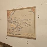 Old geography map school map Oceania political and physical co