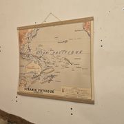 Ancienne carte de géographie carte d'école Océanie politique et physique co