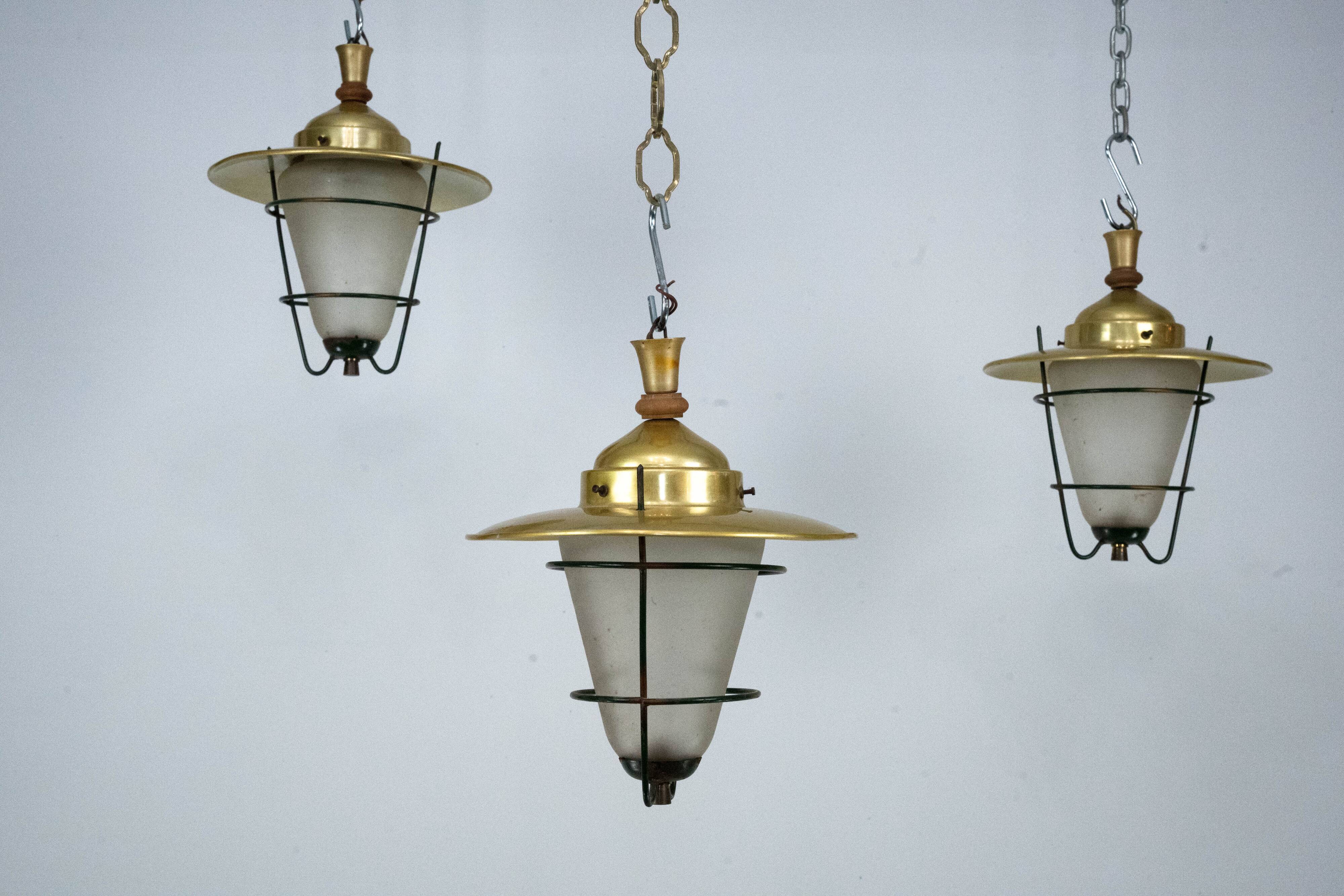 Set of three Mid-Century lanterns. Italy 1960s
