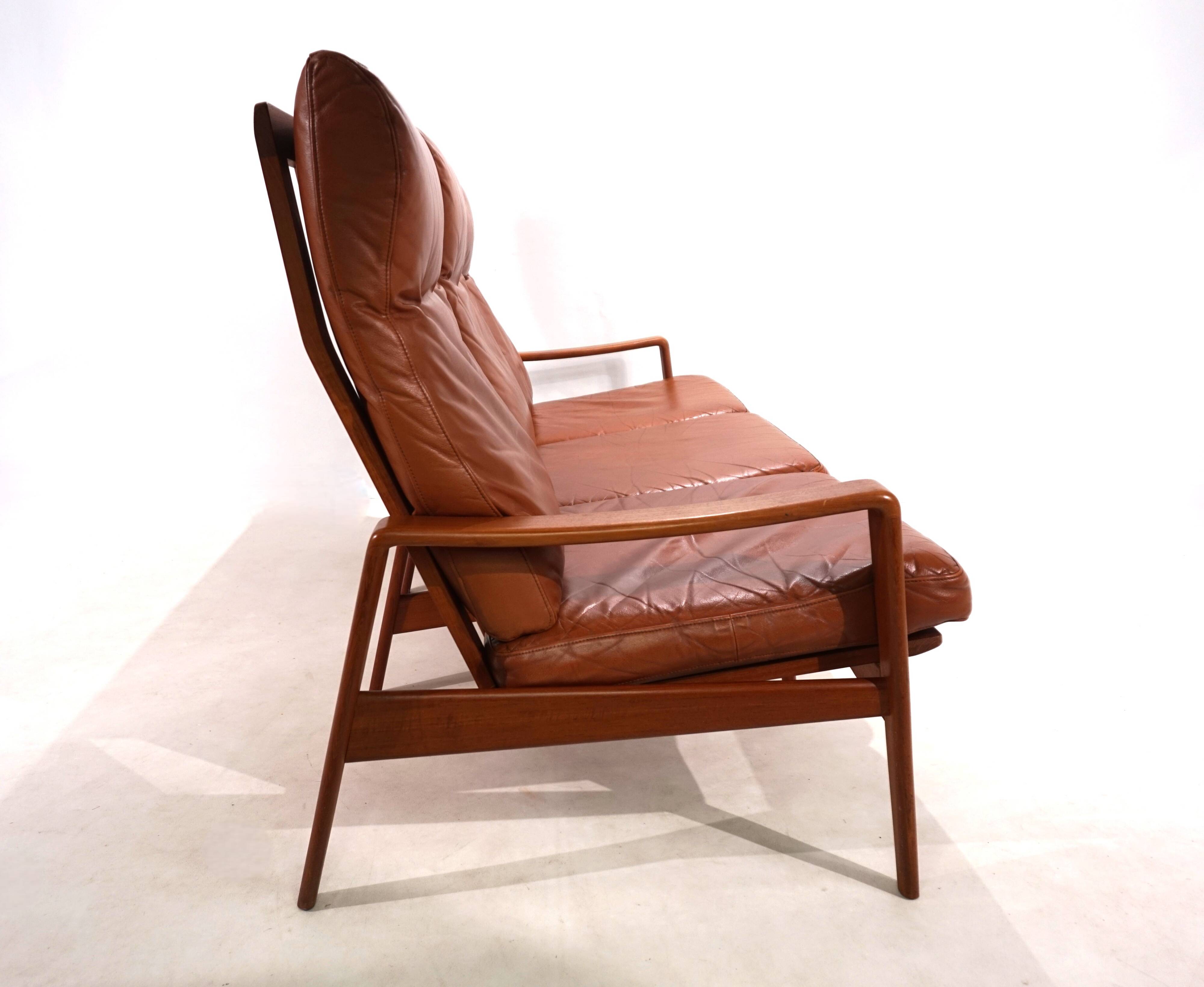 Canapé 3 places Komfort en cuir par Arne Wahl Iversen, 1960