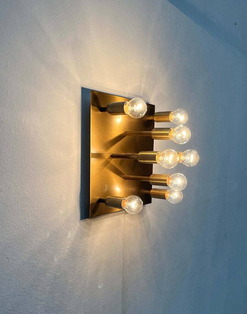 Vintage German Brass Ceiling or Wall Lamp from Sölken, 1970s