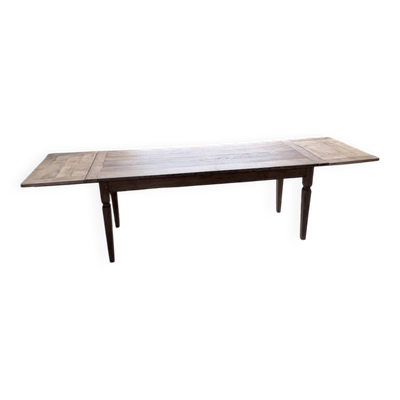 Table de ferme chêne massif avec allonges (190-280cm) 1950
