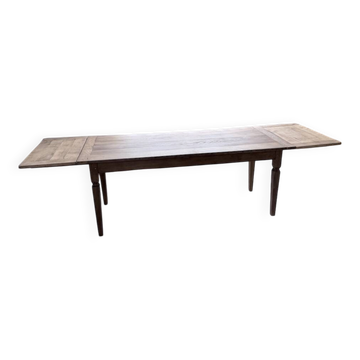 Table de ferme chêne massif avec allonges (190-280cm) 1950